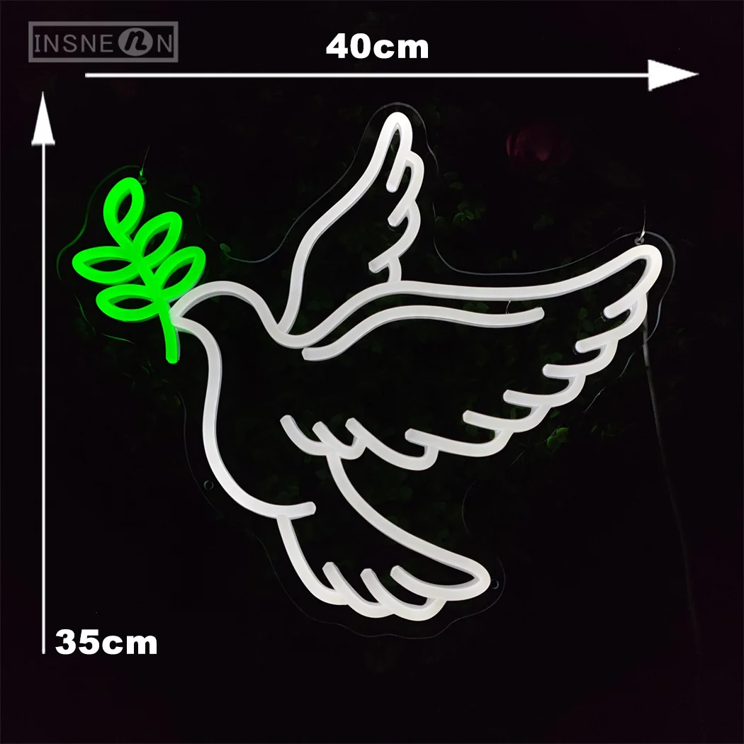 Description Picture 4 of itemPeace Dove LED Neon Sign Wall Hanging Multipurpose USB Powered Neon Light Sign for Home Bedroom Gaming Room Office Decor Light