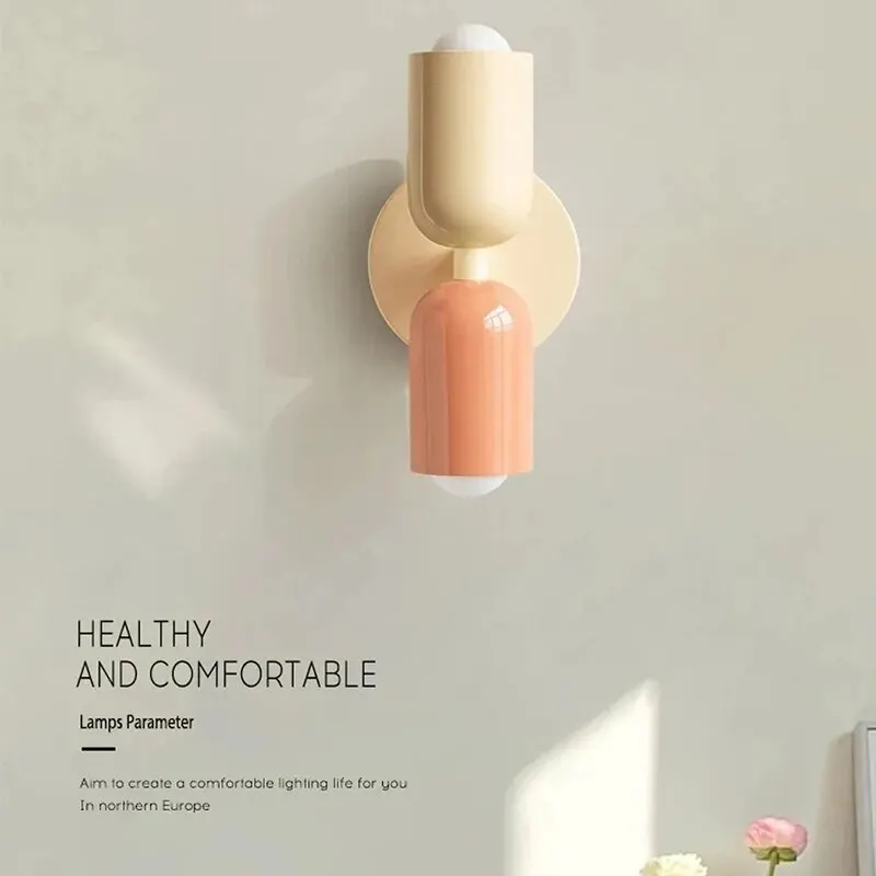 LED 벽 램프 더블 램프 헤드 디자인 소프트 라이트, 비디오 플리커 없음, 다리미 페인팅 프로세스, 유럽 크리에이티브 앰비언스 벽 조명