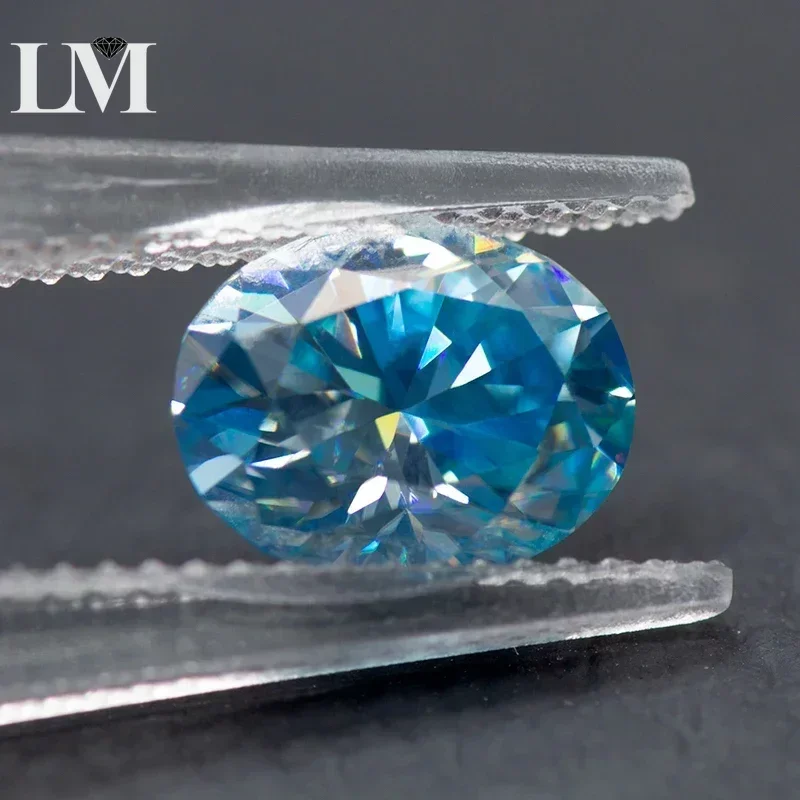 

Камень Муассанит овальная огранка, цвет морской голубой, лабораторный Выращенный бриллиант, сделай сам, кольцо, ожерелье, серьги, основной материал поставляется с сертификатом GRA