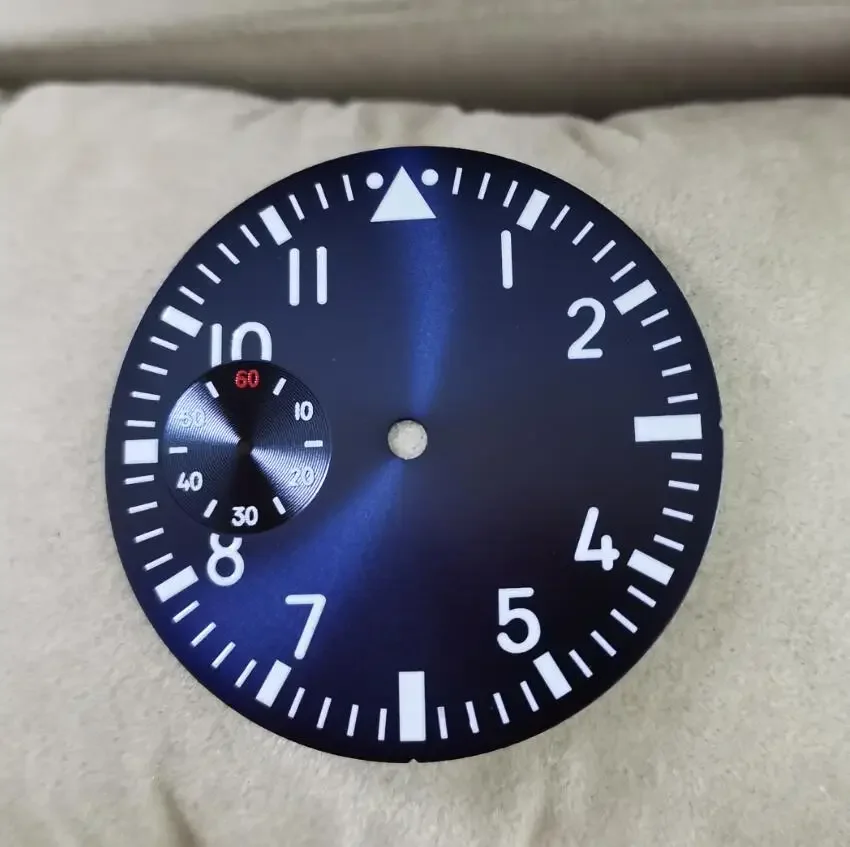 Watch parts watch dial 39mm blue dial Gun color Watch hand white number green luminous Suitable for eta6497 6498 seagull ST36
