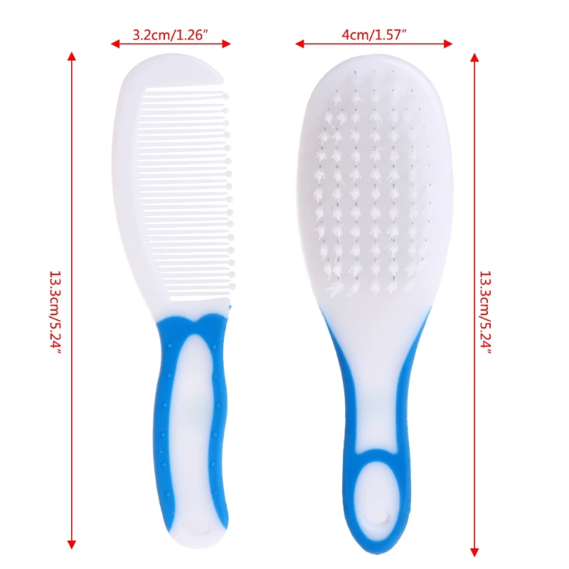 Baby Comb and Brush Set Nursing Supplies Bathing Washing Hair Soft Bristle Round Tip Safe for Head Massage A2UB