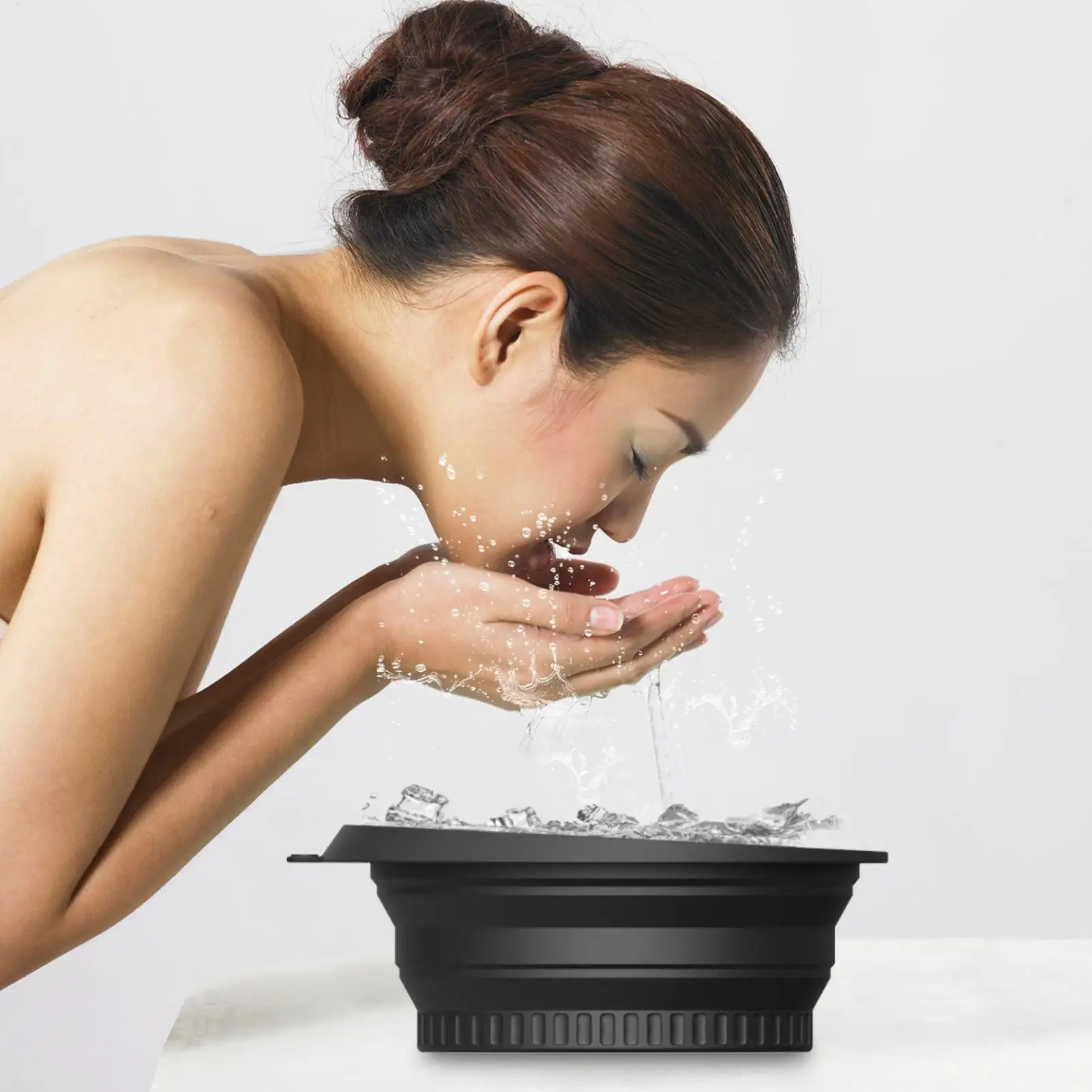 Folding basin Face Plunge Bowl Face Basin Facial Roller Silicone Reusable Washing Basin For Ice bath Skin Care Kitchen Spa