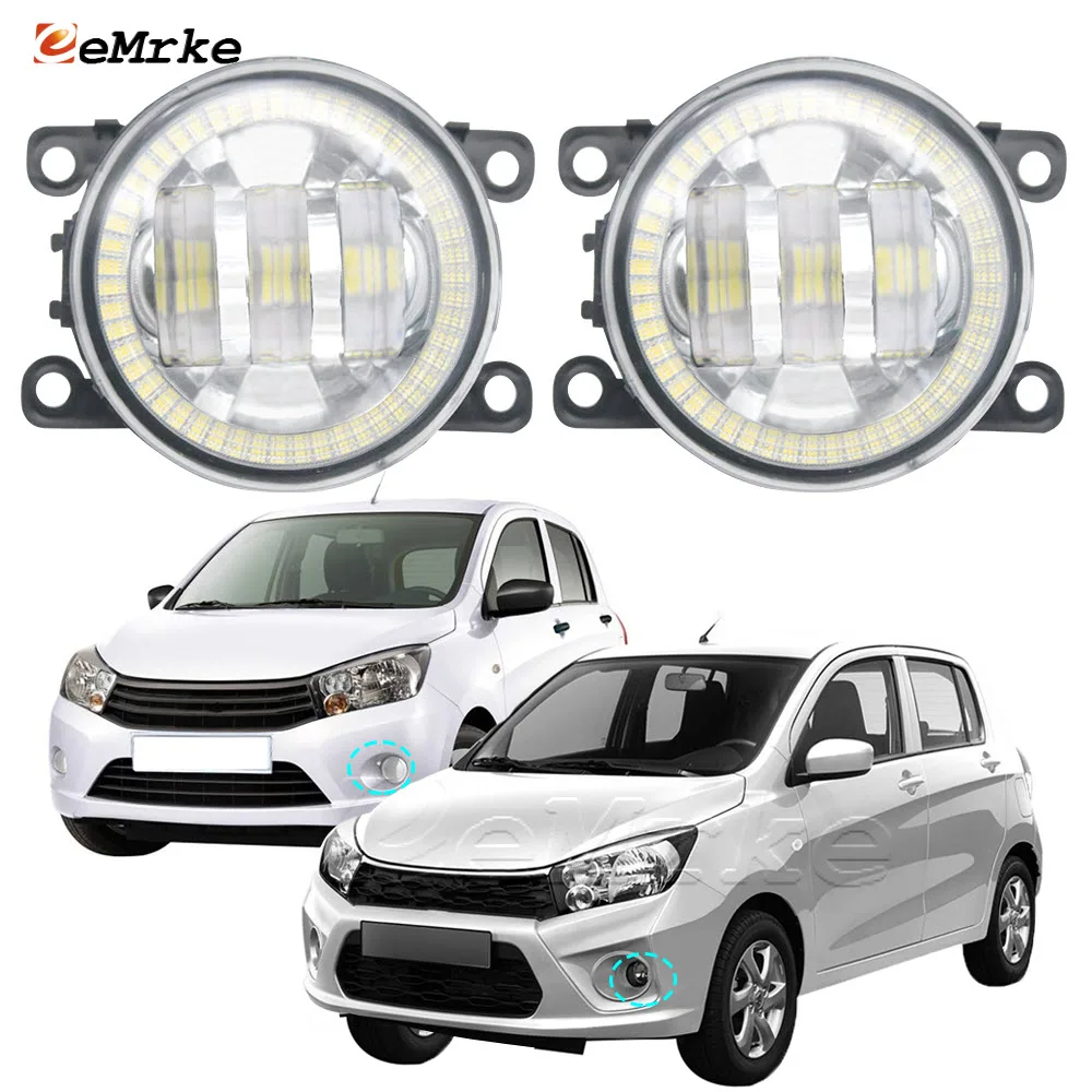 

2X LED Ptf Car Fog Lights Assembly for Suzuki Celerio / Celerio X 2014-2022 Angel Eyes Halo DRL Aperture Daytime Running Light