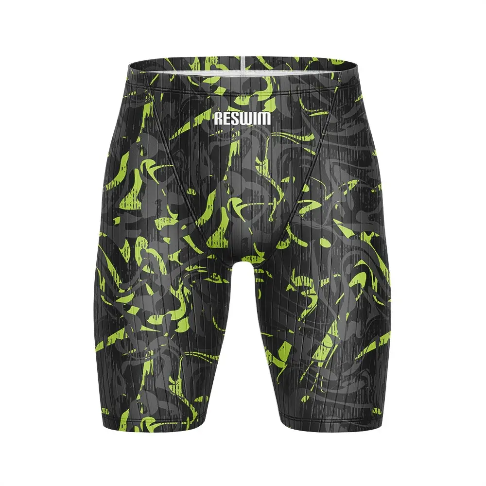New Men's Swim Jammer Athletic Practice Knee-Length Swimsuit Shorts Swimming Trunks Beach Tights Pants Swimwear GYM Surf Short