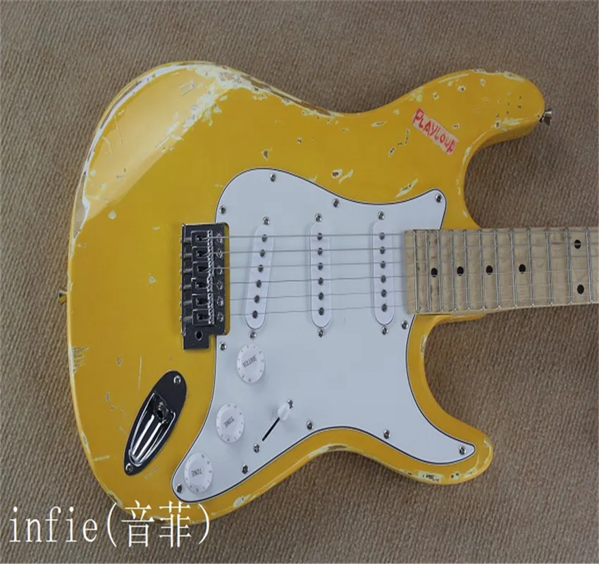 High Quality with synchronized tremolo Imitation of the old one Yellow Signature Electric Guitar