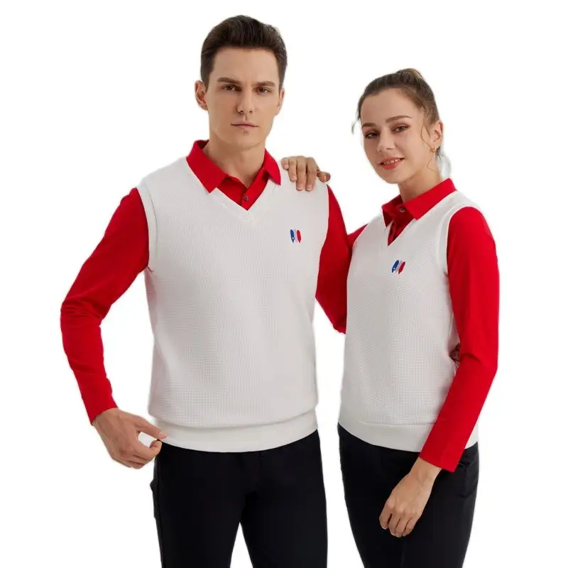 Autumn Winter Golf Vest Men Women V-neck Sleeveless Couple Sweaters Vests Breathable Quick Dry Slim Casual Sports Waistcoat