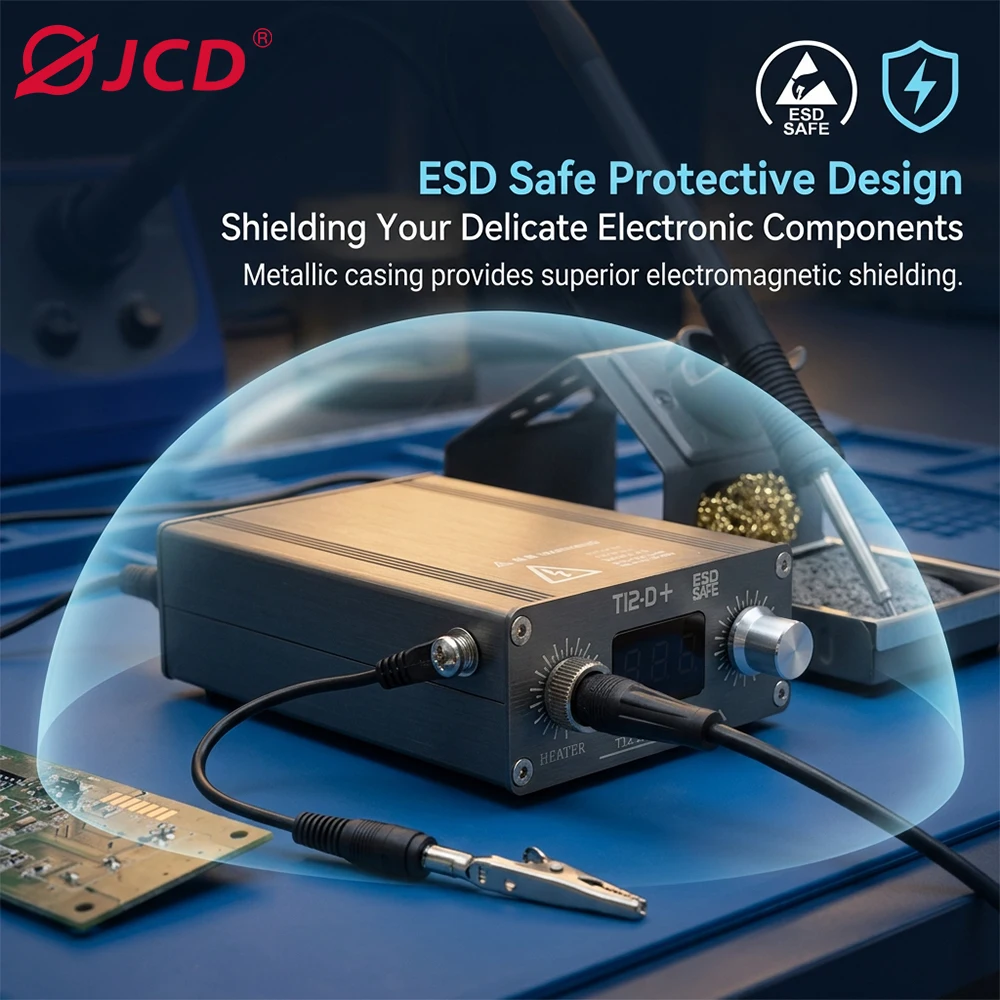 JCD T12-D+ 납땜 스테이션 75W LED 디스플레이 전자제품 수리용 조절 가능한 온도 정전기 방지 용접 인두 키트 PCB SMD
