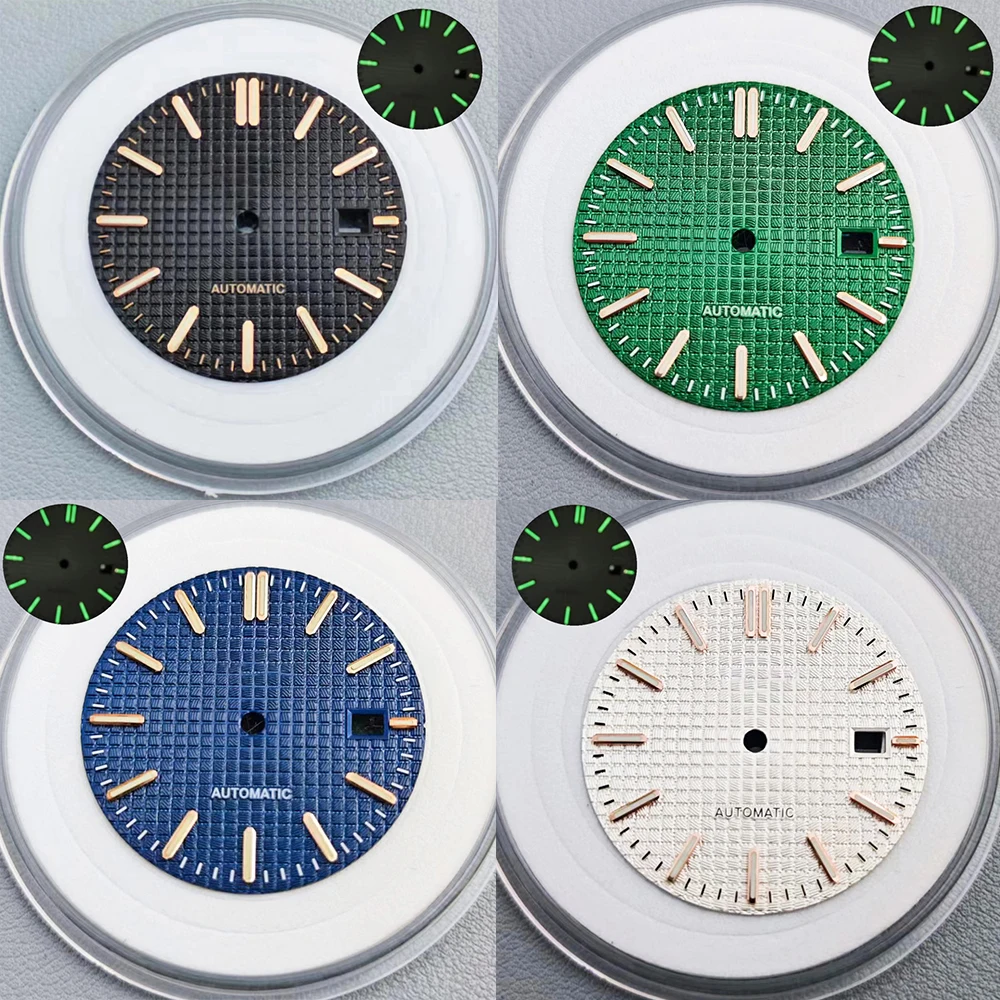 318mmGreenLuminousNH35DialSilverGoldIndexWatchFace