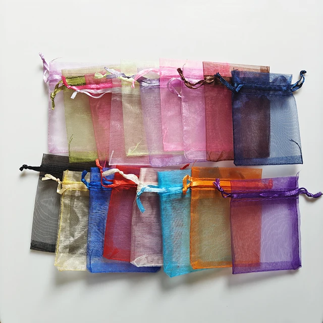 25/50/100 pièces sac cadeau en Organza pochettes à cordon multicolores pour sac de bijoux de bonbons emballage sacs cadeaux de mariage sac en Organza 6