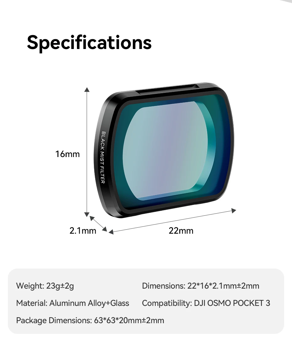 Ulanzi PK-01 Magnetic Black Mist Filter for Osmo Pocket 3 Double Coating Filter