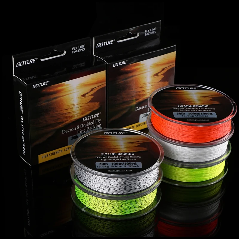 Goture 100M 8 Strands Fly Line Backing 20LB 30LB High Strength Low Stretch  Trout Dacron Braided Fishing Line