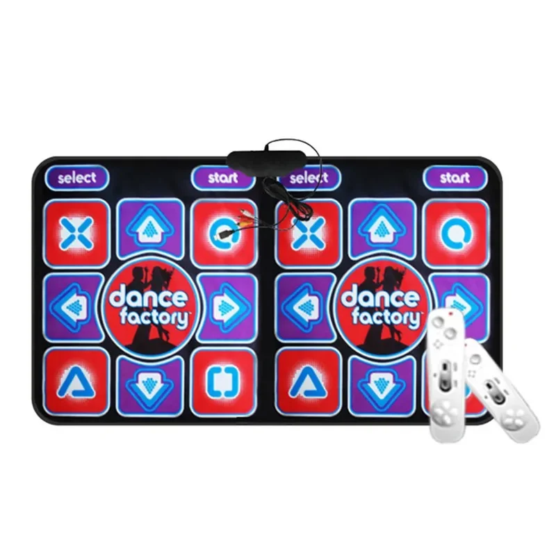 Double Dancing Mat Double User Wired Dance Mat Family Music Game Non-Slip with 2 Remote Controller Multi-Function For PC TV