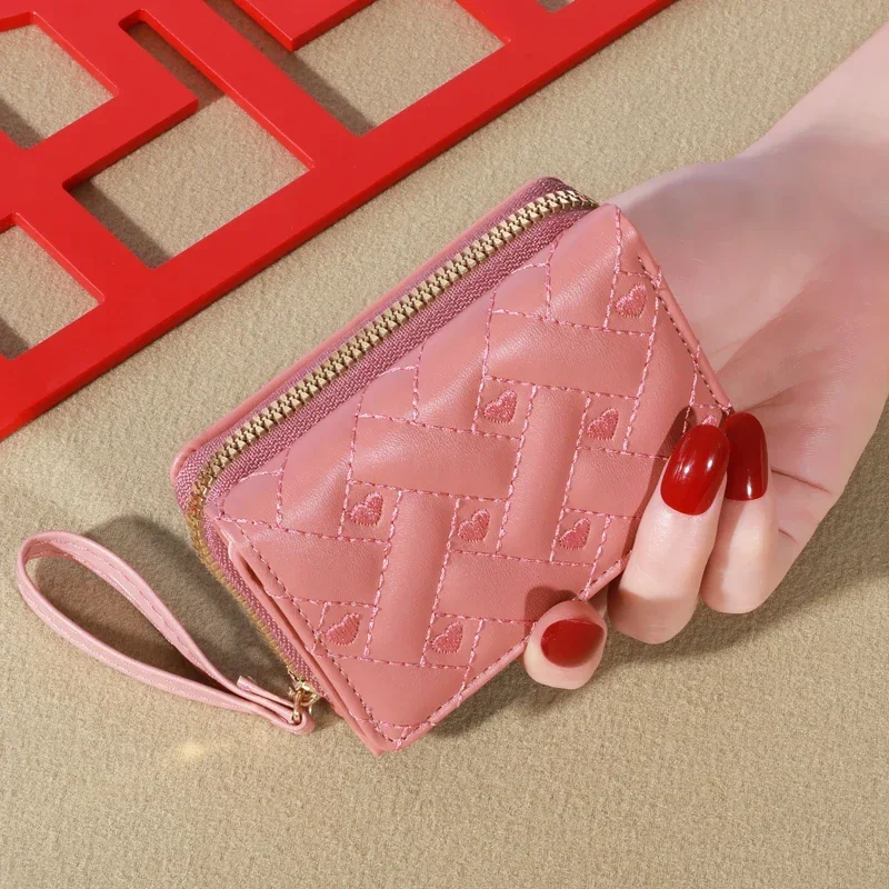 Men's Coin Purse 1pc coin purse Fashion Embroidered Love Trifold Card Holder Multi Card Slots Wallet