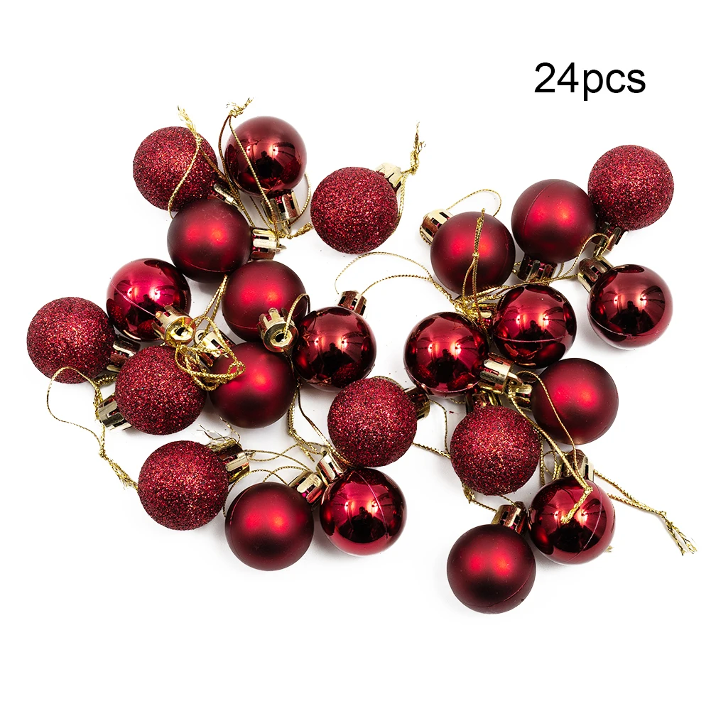 thumbnail image 1 of 24 piezas de 3 cm de mini bolas de Navidad para colgar en el árbol de Navidad, decoraciones navideñas para Navidad 2025, Año Nuevo, 1 of 5