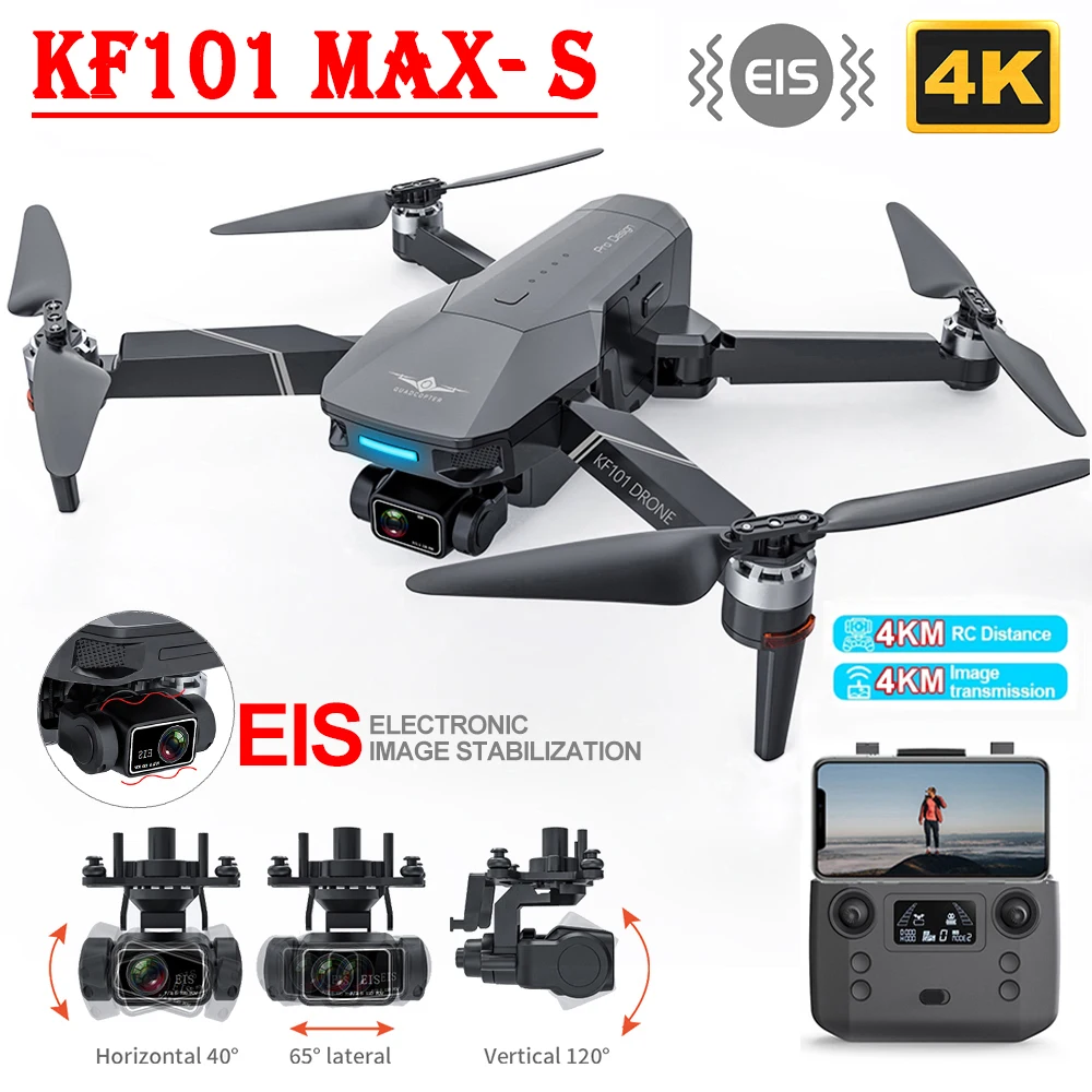 KF101 MAX-S / KF101 MAX1 GPS Дрон 4K камера с 3-осевым стабилизатором EIS Anti-Shake Gimbal Профессиональный Квадрокоптер бесщеточный WiFi FPV Дрон