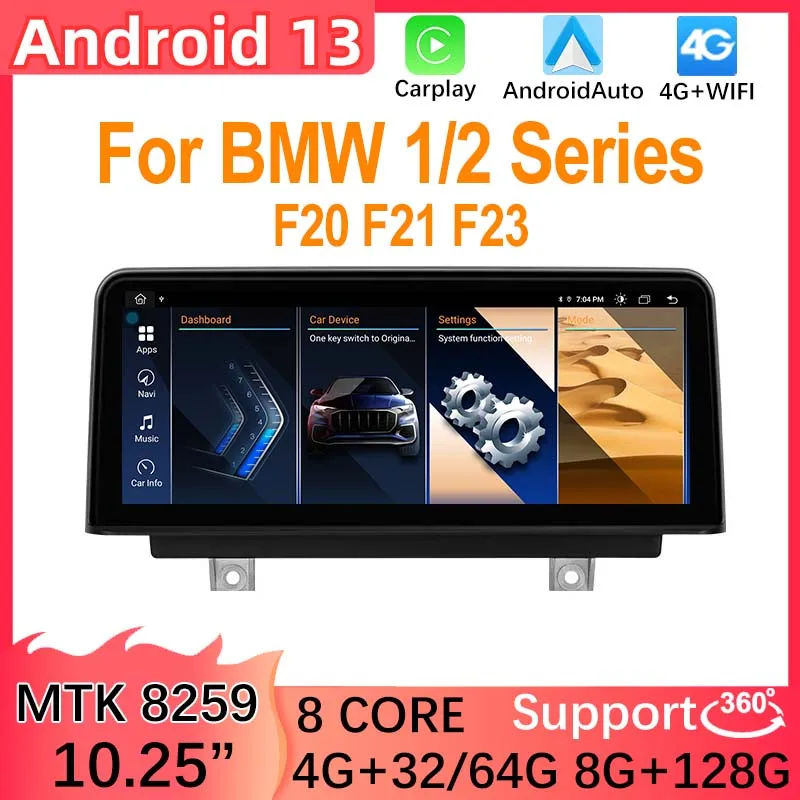

Мультимедийный проигрыватель MT8259, экран 10,25 дюйма, 8 ГБ + 128 Гб, Android 13, для BMW 1 серии F20 F21, с GPS-навигацией