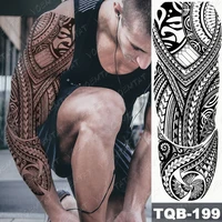 Large Full Arm Sleeve Waterproof Temporary Tattoo Sticker Indian Tribal Machine Turtle Totem Fake Tatoo Body Art Men Women Leg 1