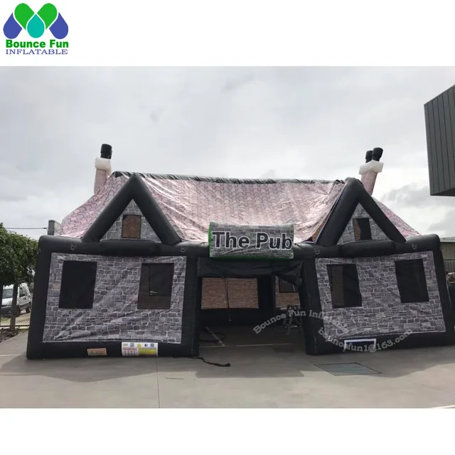 New Outdoor Giant Inflatable Irish Pub Tent With Whole Printing And Fire Place Airblown Bar