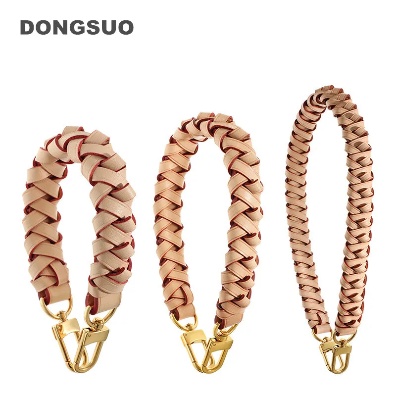 Vachetta cowskin woven strap genuine leather short handle for designer handbag purse bag parts accessories 2023 NEW