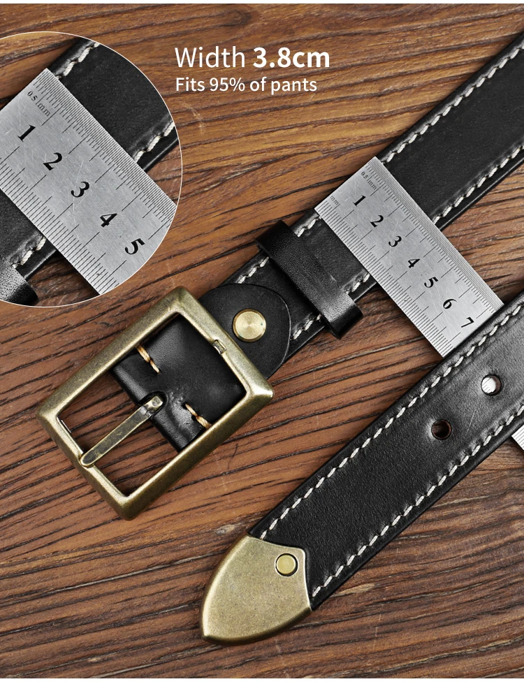 Width 3.8cm Leather Belt Handmade Genuine Leather Pin Buckle Belt Retro  American - Shop yaoguo Belts - Pinkoi