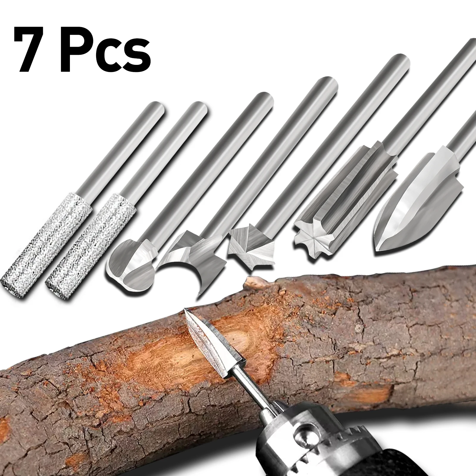 Holzschnitz-Bohrer-Set, kompatibel mit Dremel-Rotationswerkzeugen, verschiedene Formen von Gravur-Bits mit 1/8 Zoll Schaft-Meeting