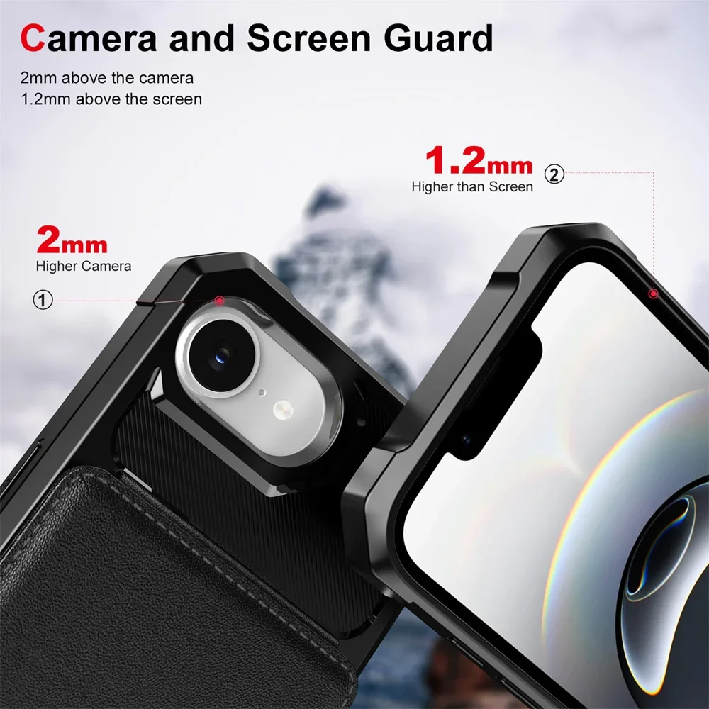 Enhanced Leather Wallet with Card Holder and Shockproof Phone Case Cover