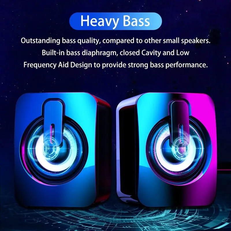 Mini Speakers Sound Box HIFI Stereo Microphone With LED Light Surround Music RGB Gaming Speaker For PC Laptops Computer_voghion.com