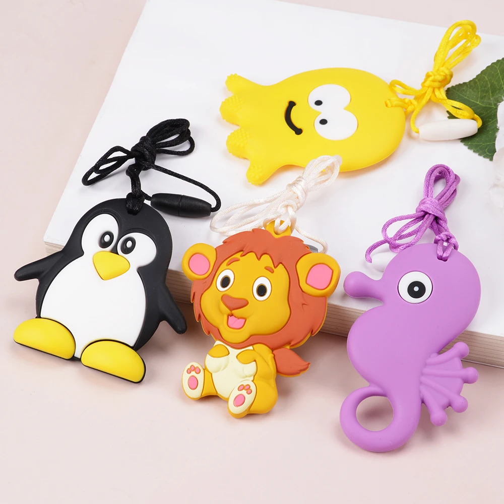 Kids Chew Necklace Baby Silicone Teether Sensory Chewy Pendant Oral Motor Toys Therapy Tools for Autism ADHD chidren's goods 4
