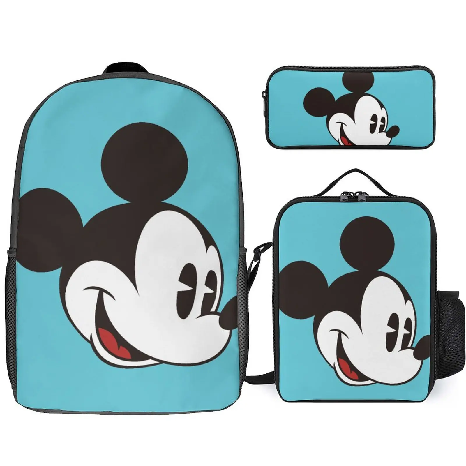 

3D Printed Backpack Custom Satchel Pattern Disney Classic Character Casual Backpack Fashion Satchel Set Pencil Box Lunch Bag