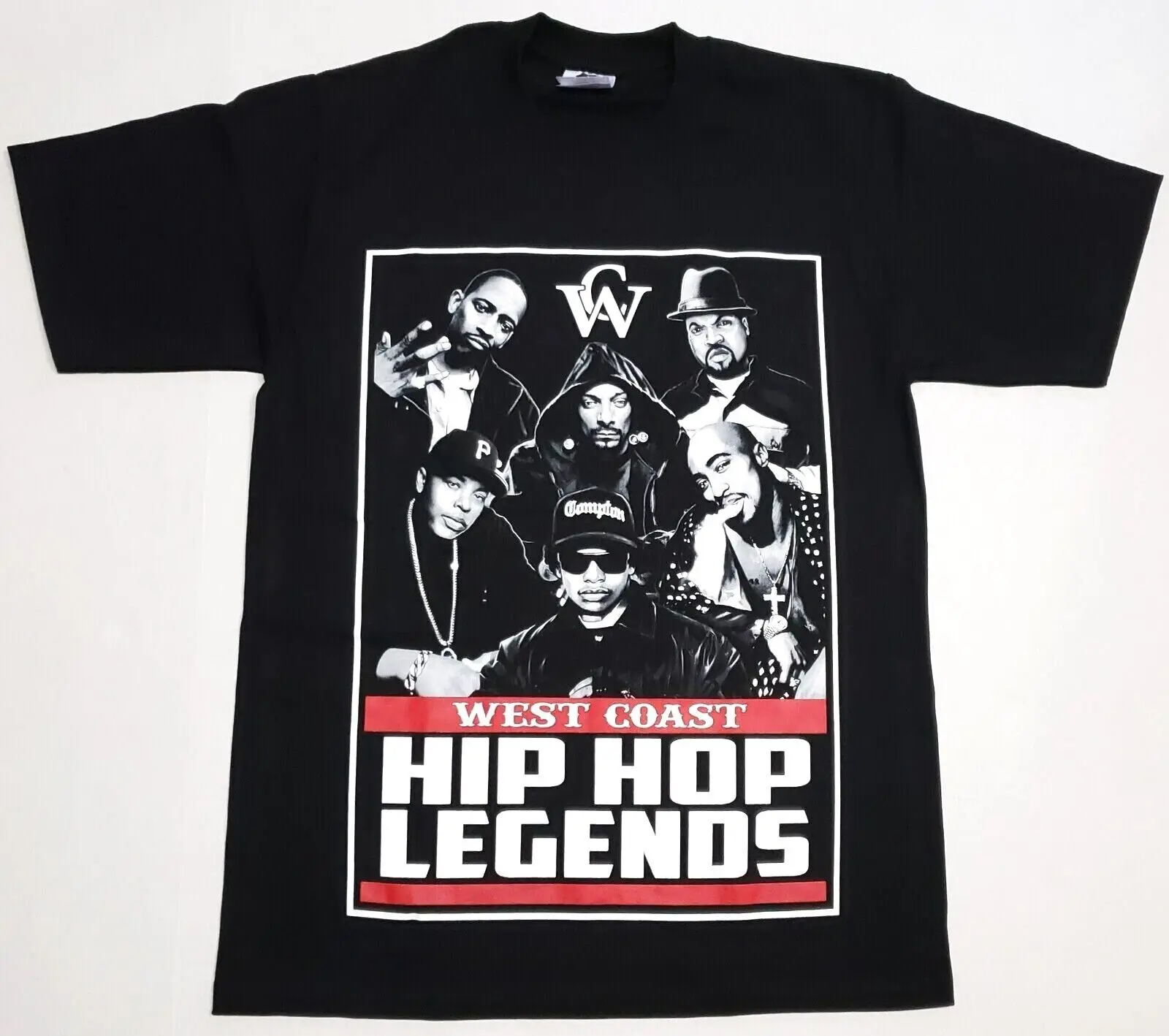 

WEST COAST HIP HOP LEGENDS T-shirt Rap Urban Streetwear 2Pac Tupac NWA Men's Tee