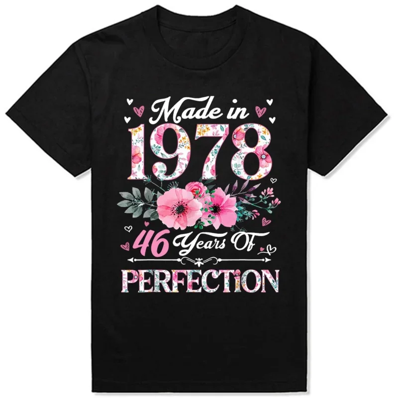 

Made in 1978 floral years old th birthday tee tops round neck short-sleeve fashion tshirt clothing casual basic T-shirts