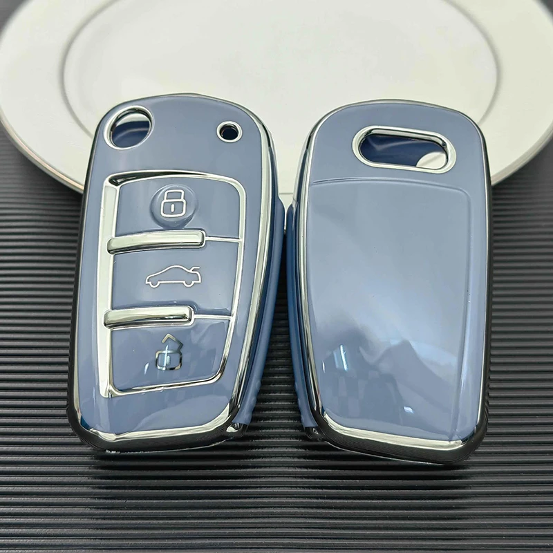 Car Folding Key Cover Case Fob Holder Shell For Audi Q3 Q5 Q7 C5 C6 R8 A1 A3 A4 A5 A6 A7 S6 B6 B7 B8 8P 8V 8L TT RS RS3 S3 Sline key case cover key case flip key fob shell car key shell