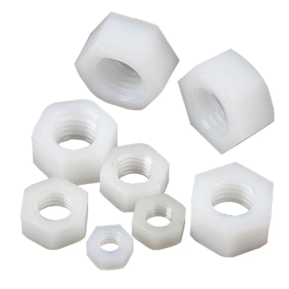 5-50Pcs M2 M2.5 M3 M4 M5 M6 M8 M10 M12 M14 M16 M18 M20 Black or White Plastic Nylon Hexagon Nut