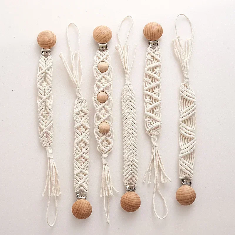 Vintage Simple Crochet Pacifier Clip Baby Cotton Tassel Pacifier
