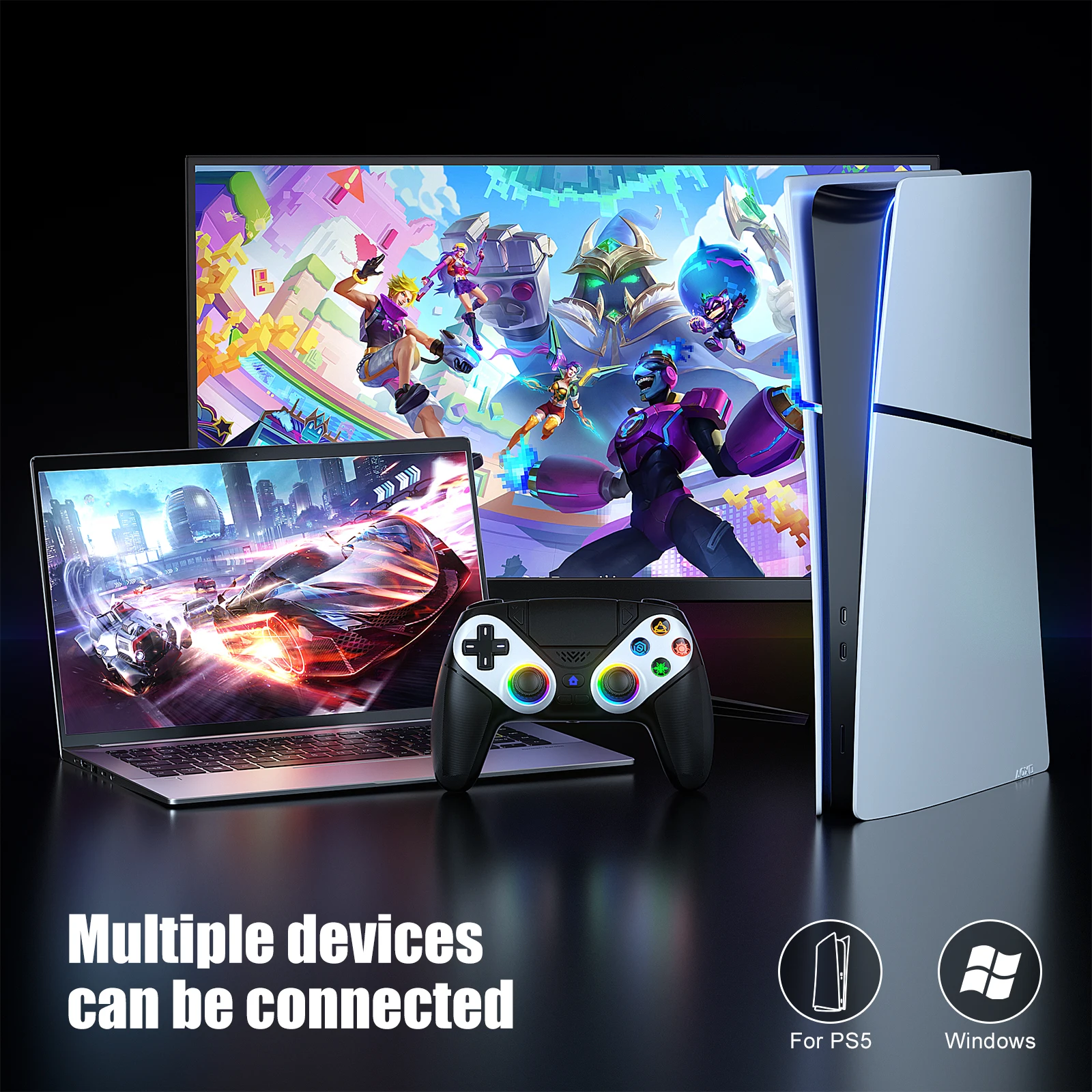 وحدة تحكم احترافية RGB lights تتوافق مع PS5 و PC و...