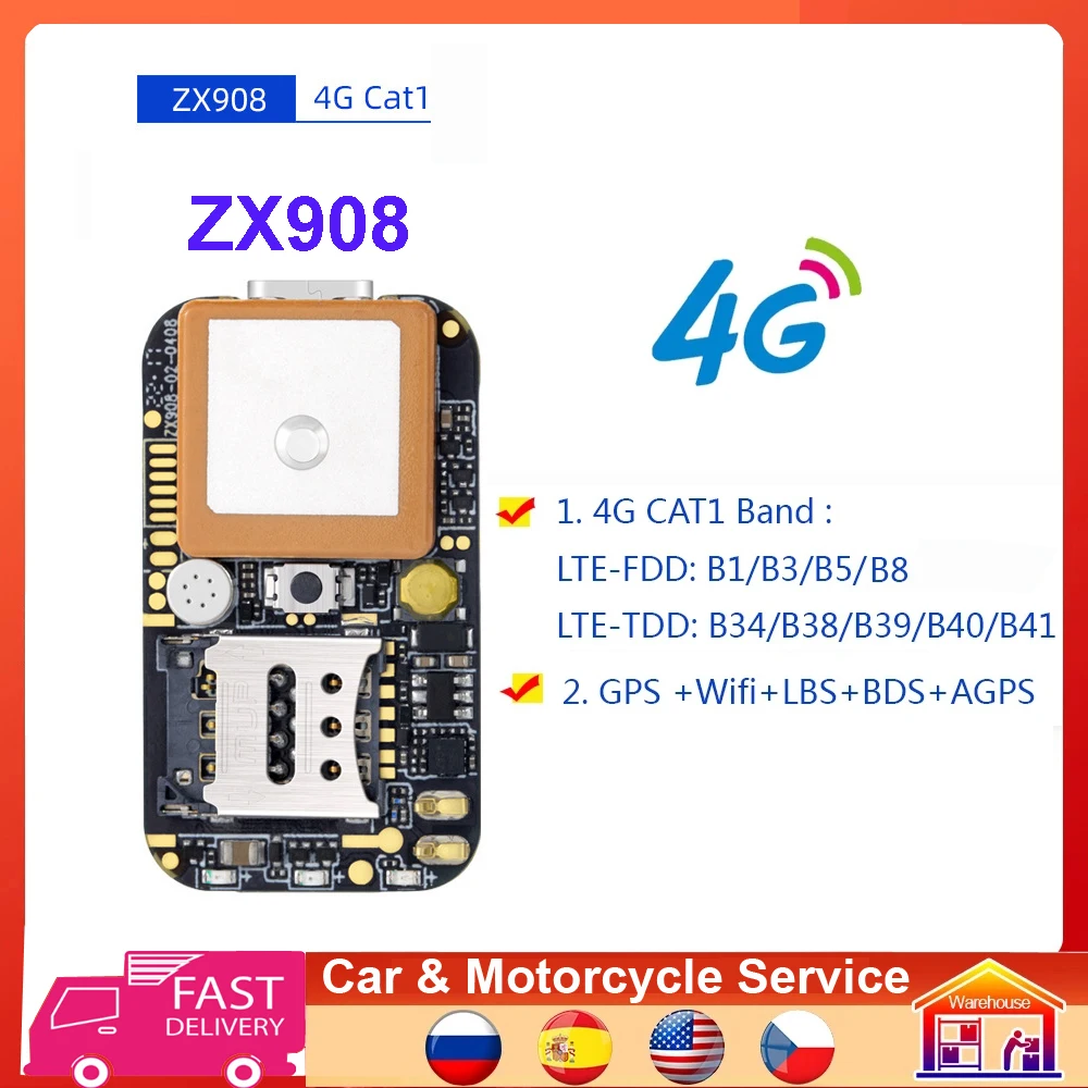 

Mini GPS Tracker ZX908 4G Chip Module LTE CAT-1 Tracking PCBA GPS Module Board Anti-Lost GPS Track Monitor ZX905 2G+4G