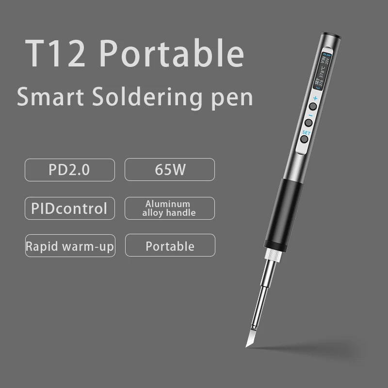 휴대용 T12 전기 납땜 인두 PD 65W DC 72W CNC 금속 몸체 온도 조절 납땜 용접 스테이션 빠른 가열