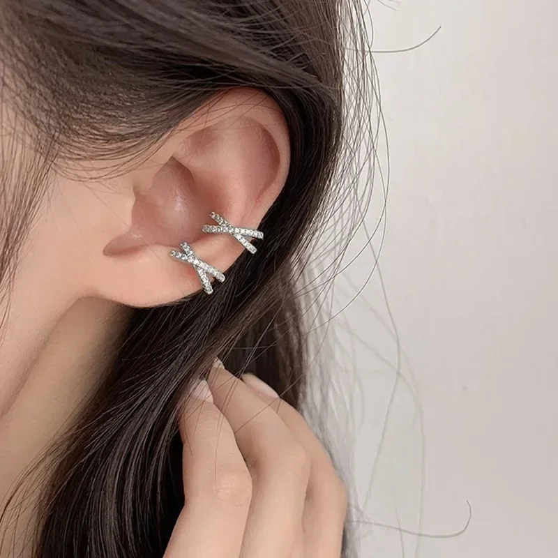 Punk Metal Zircon Ear Cuff Ear Clip for Women No Pierced C Shape Geometric Small Earcuff Wrap Earcuff Clips Jewelry