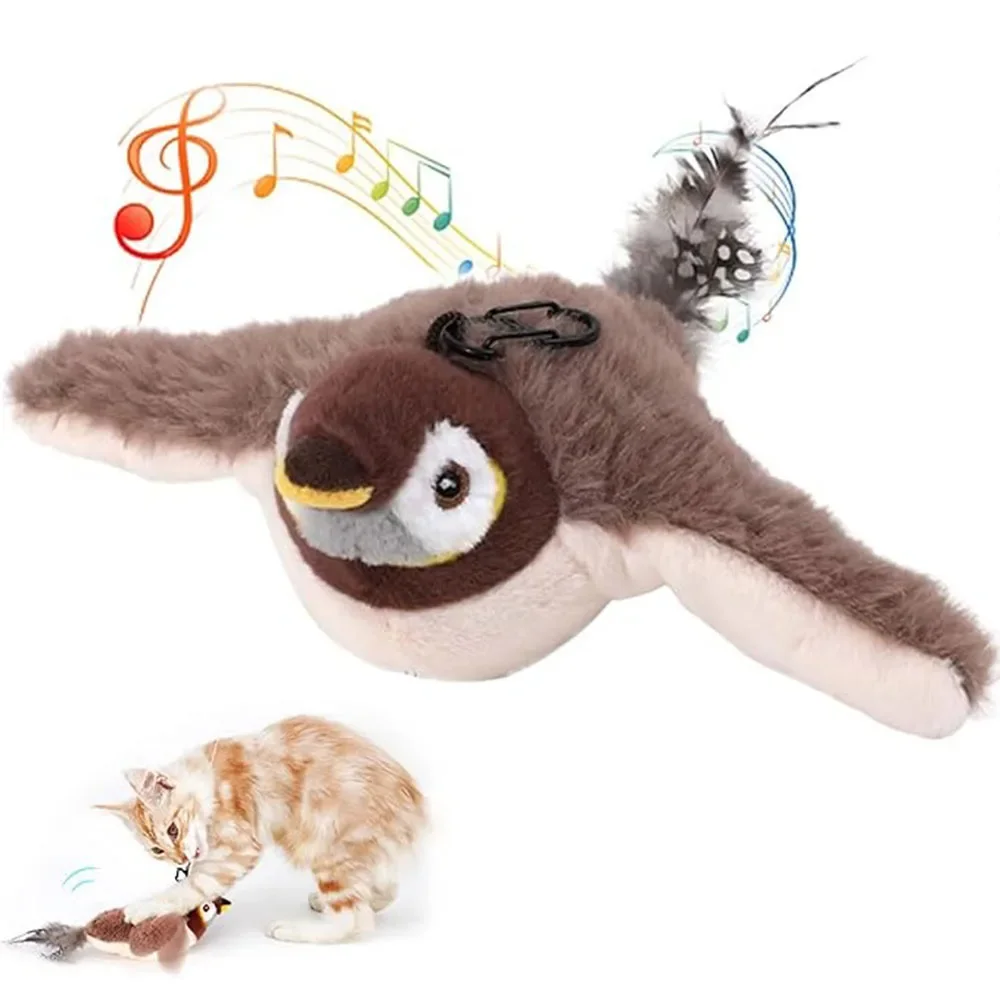 Electric Plush Bird Cat Toy with Catnip and Realistic Sounds