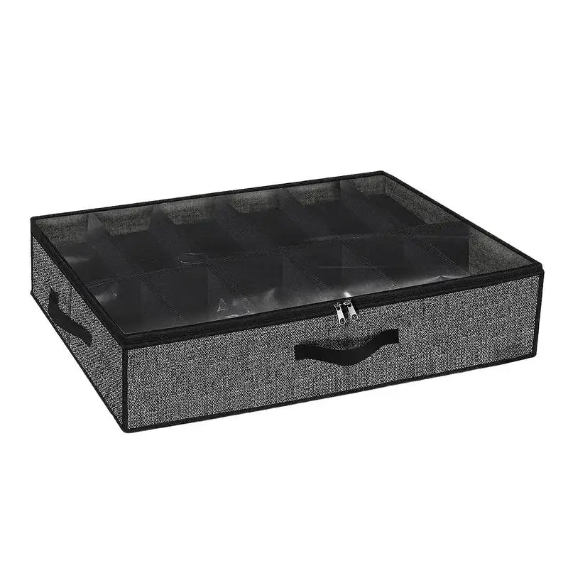 

Under Bed Shoe Storage Organizer Bag Breathable Bins With Transparent Window Dust Proof Organizing Storage Box With Handle