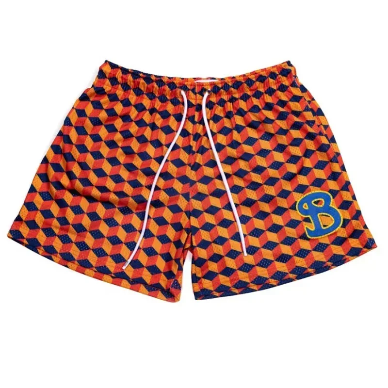 Retro Trend Casual 3d Printed Beach Shorts Men's and Women's Fashion Mesh Quick-drying Breathable Loose Basketball Shorts