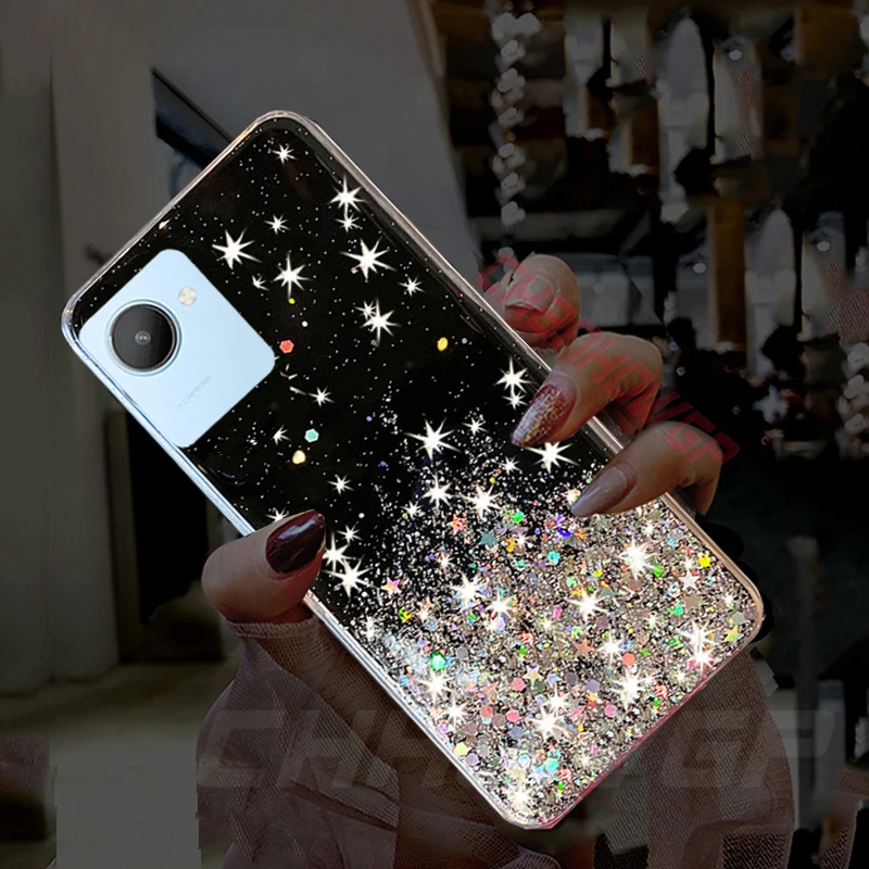 Étui de luxe à paillettes dégradées pour OPPO Realme C30 C31 C33 C35 C21Y C25Y A17 A54 A74 A94 A57 A96 5G 4G couverture arrière transparente souple_voghion.com