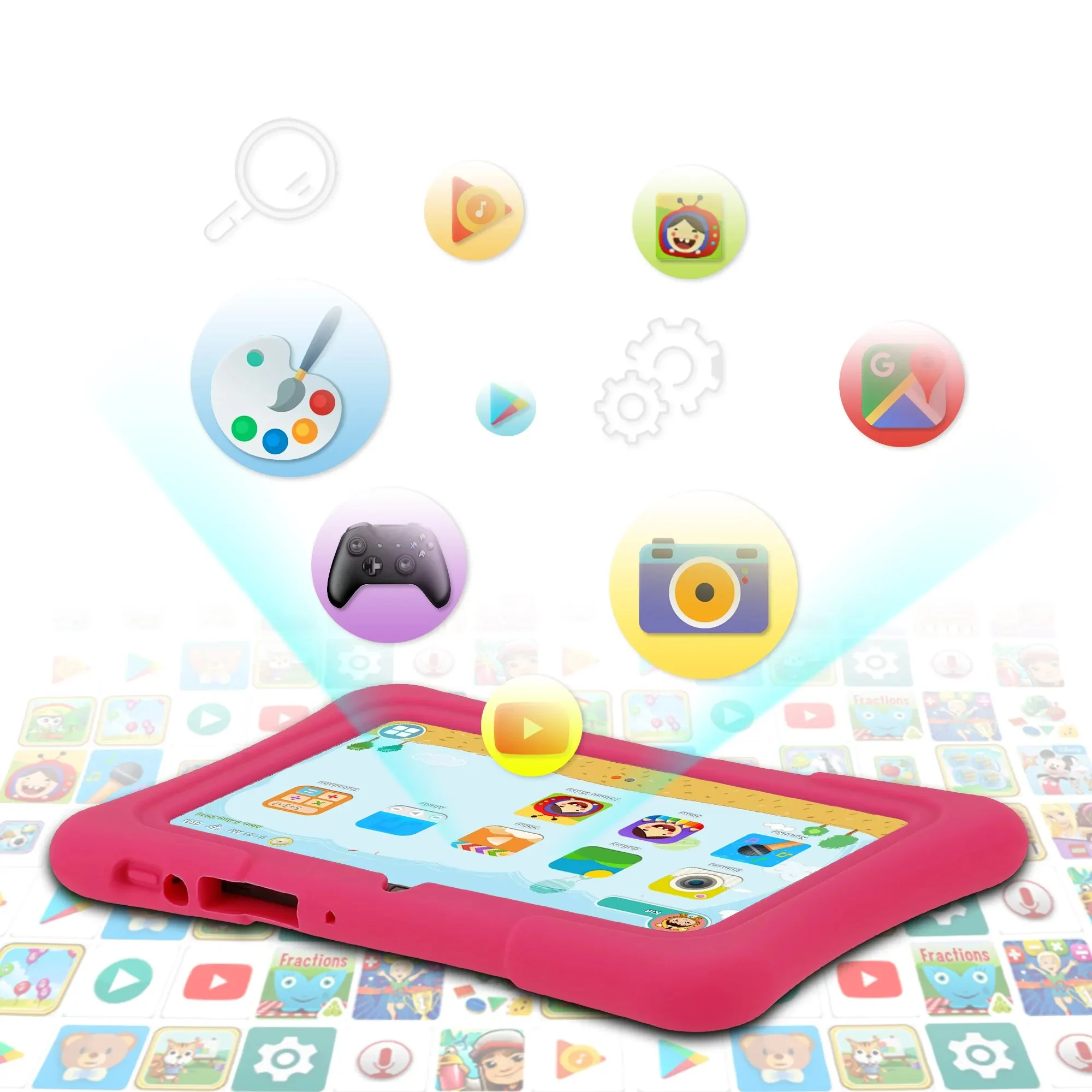 Kids tablet 7 Inch Core Android 10 32GB WiFi Bluetooth educational software installed 2GB + 128GB running memory warranty