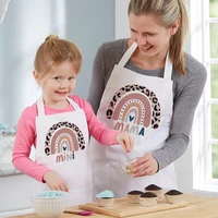 Rainbow Mama Rainbow Mini Print Apron Mom Kids Family Matching Apron Mother Girl Kitchen Apron Cooking Baking Pinafore Gift 1pcs 1