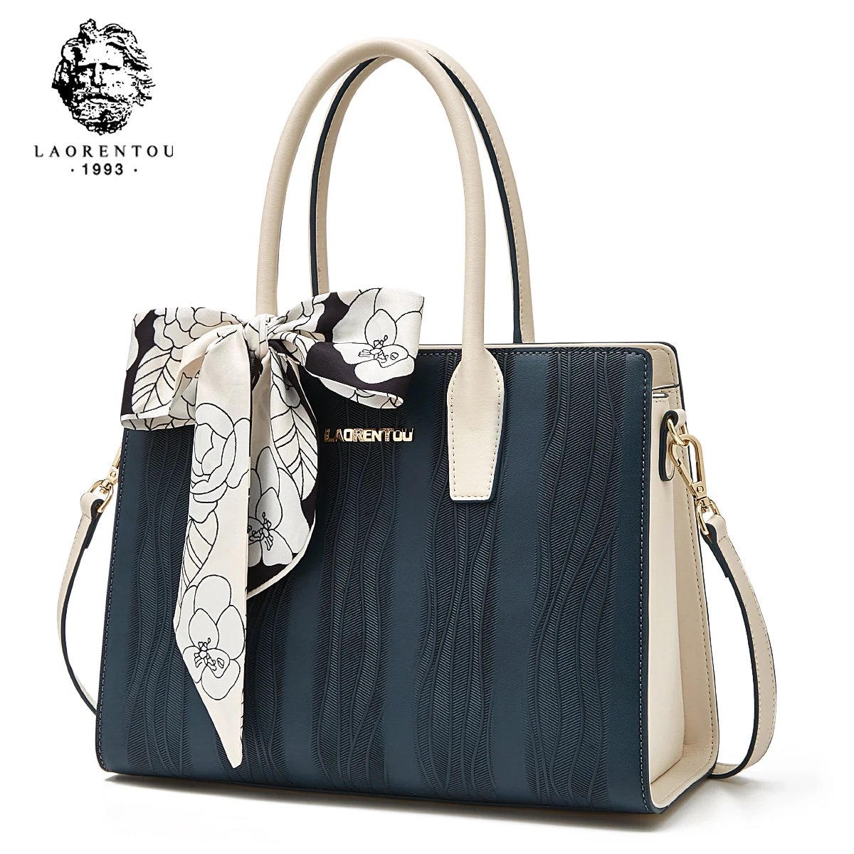 

LAORENTOU Split Leather Satchel Handbag Women Medium Office Top Handle Bag Lady Crossbody Shoulder Bag Female Tote Mother's Gift