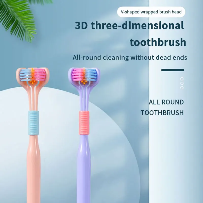 Soft Toothbrush 360 Degree Three Sed Bristle Oral Care Teeth Deep Cleaning Portable Travel Dental