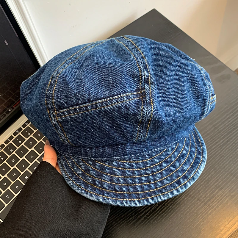 High Quality Retro Denim Cloud Beret Women's Spring and Summer