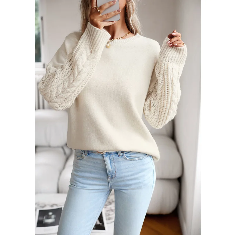 

Round Neck Sweater Womens Autumn Winter 2023 Womens Long-sleeved Sweater Top Sueter Mujer Invierno Tops Pullovers Women