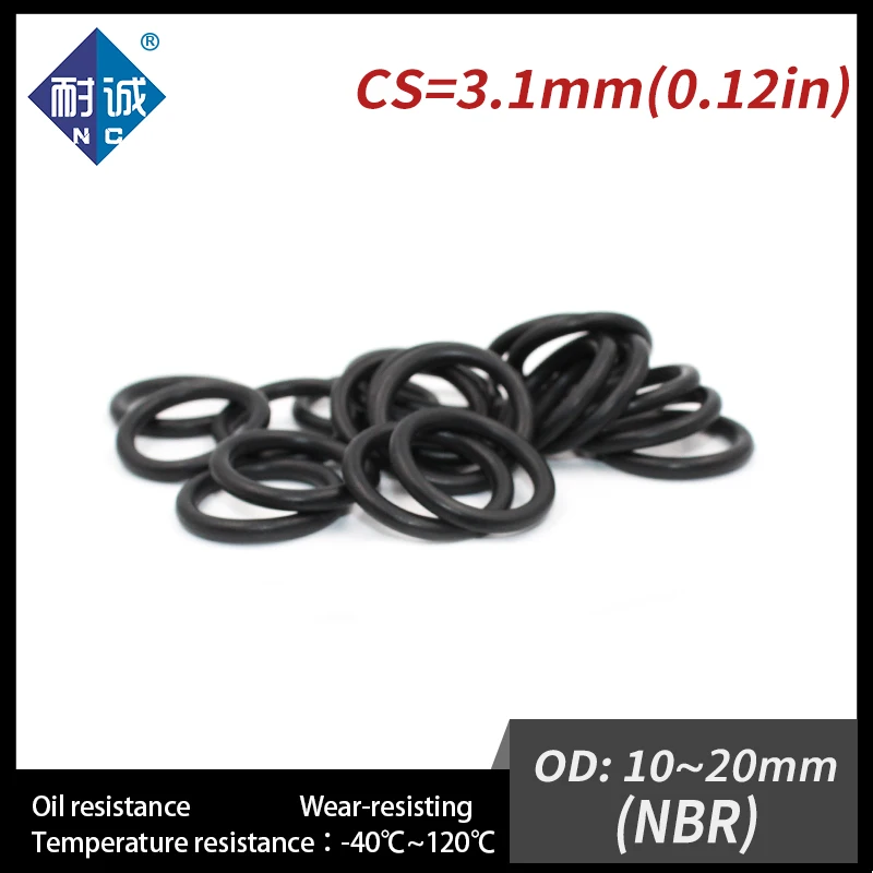 

50 PCS / Lot Black NBR 70A O-ring Thickness CS 3.1mm OD 10/11/12/13/14/15/16/17/18/19/20*3.1mm Gasket Oil Nitrile Rubber O Ring