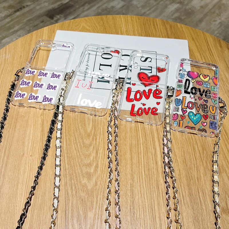 Cartoon Love Soft Lanyard Shockproof Crossbody Clear Phone Case